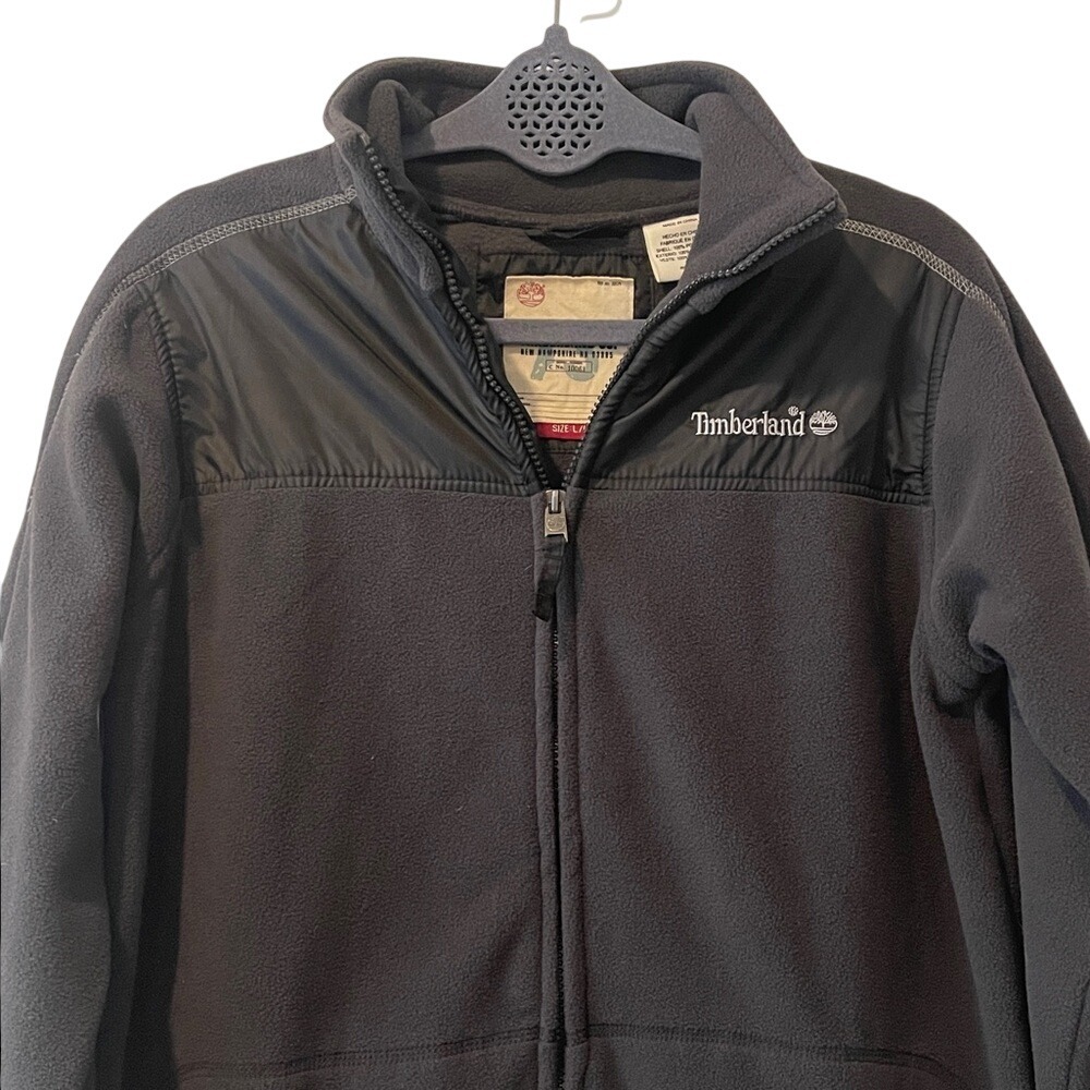 Timberland Women's Charcoal Gray Black Full-Zip Fleece Jacket Large